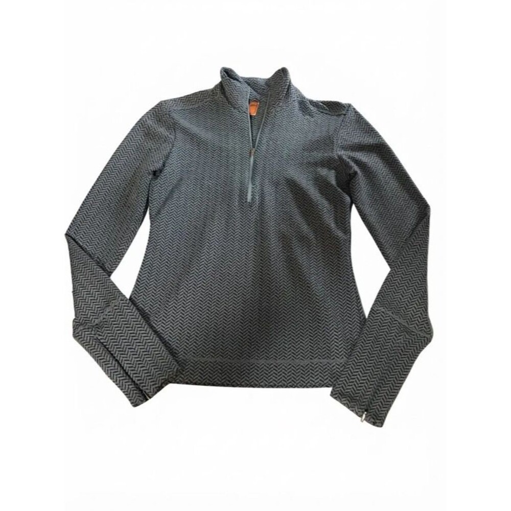 Lucy Athletic Grey Herringbone 1/4 Zip Performance Top - Size XS
